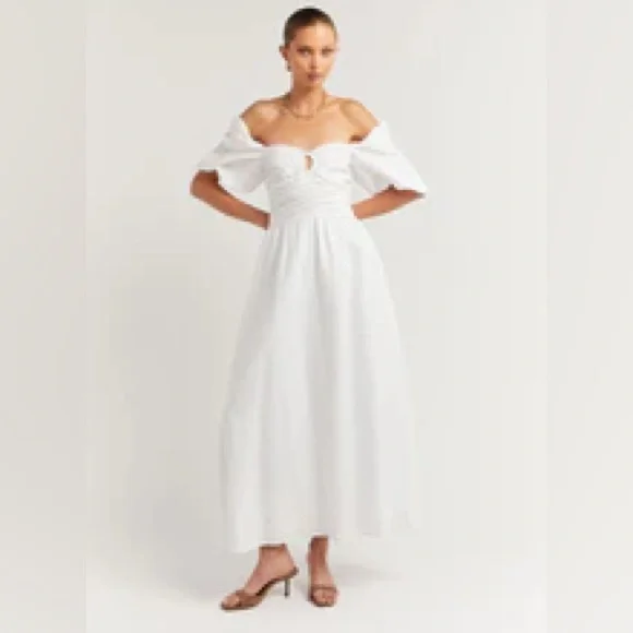 DISSH White Off-Shoulder Midi Dress - Picture 3 of 8
